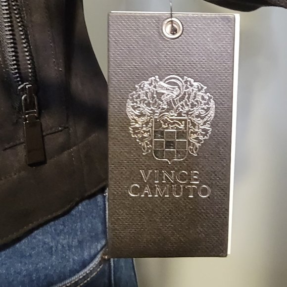 NWT Vince Camuto Black Vegan Suede Moto Jacket - Picture 7 of 14